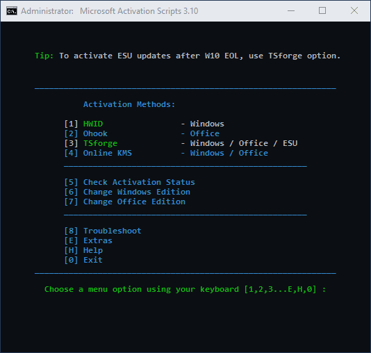 Hướng dẫn sử dụng Microsoft Activation Script (MAS)